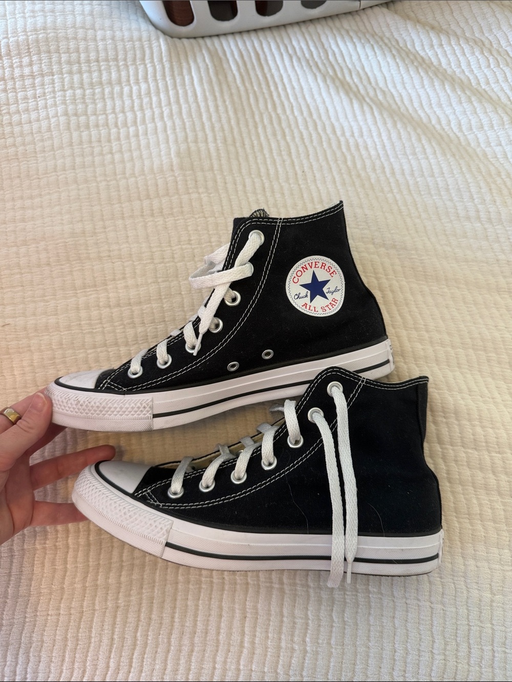 Converse High Top Sneakers in Black with White Accents